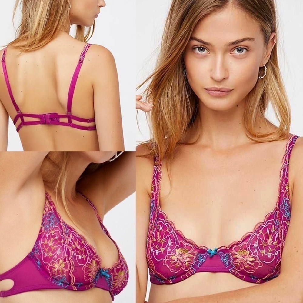 Free People Intimately She Said Underwire Bralette in Fuchsia Combo 34C